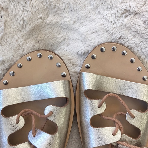 Steve Madden | Espadrilles Metallic Studded Lace Up Sandals - Picture 6 of 8